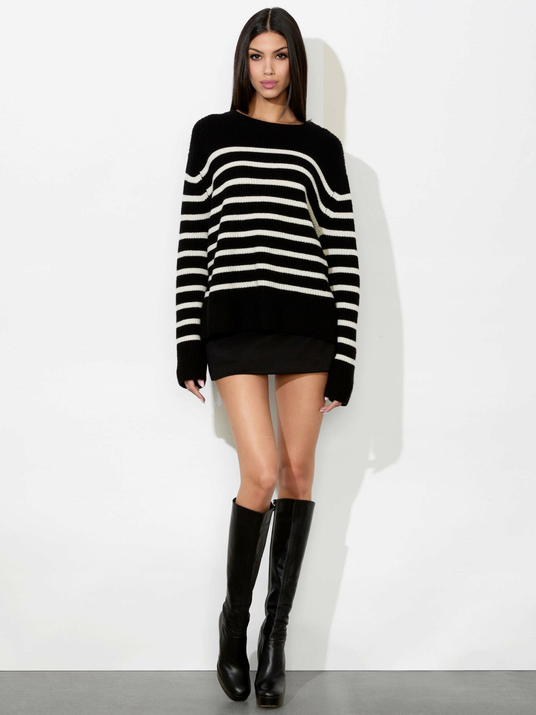 Harold Striped Pullover In Black/ecru - Alice + Olivia Women
