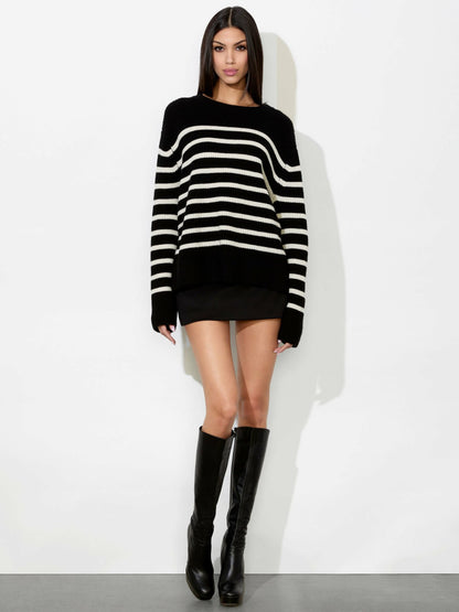 Harold Striped Pullover In Black/ecru - Alice + Olivia Women