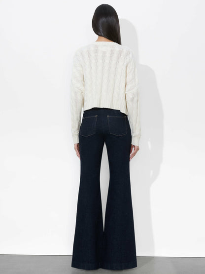 Cecilie Cableknit Cardigan In Ecru - Alice + Olivia Women