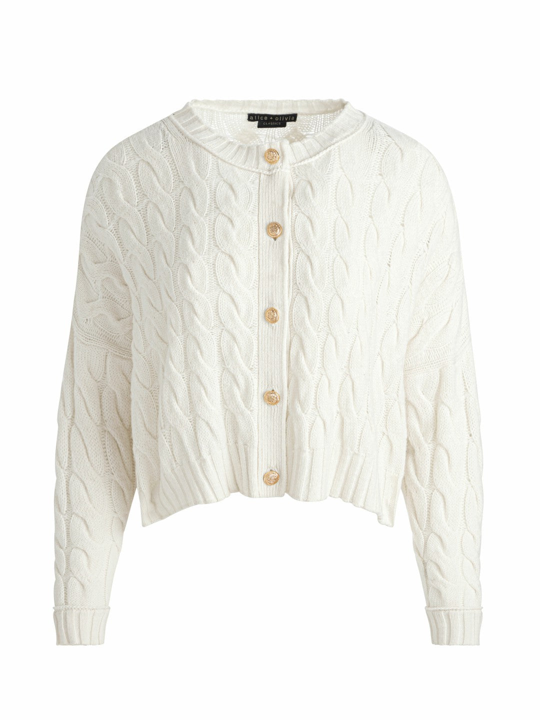 Cecilie Cableknit Cardigan In Ecru - Alice + Olivia Women