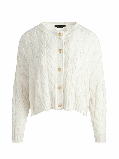 Cecilie Cableknit Cardigan In Ecru - Alice + Olivia Women