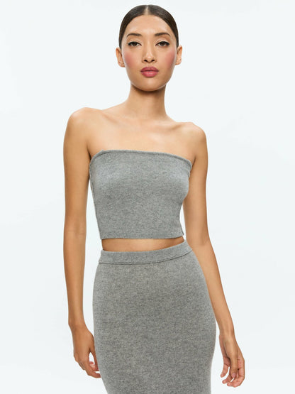 Alison Knit Top In Medium Heather Grey - Alice + Olivia Women