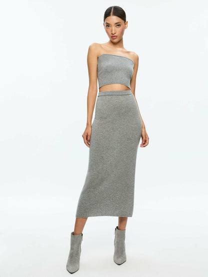 Alison Knit Top In Medium Heather Grey - Alice + Olivia Women