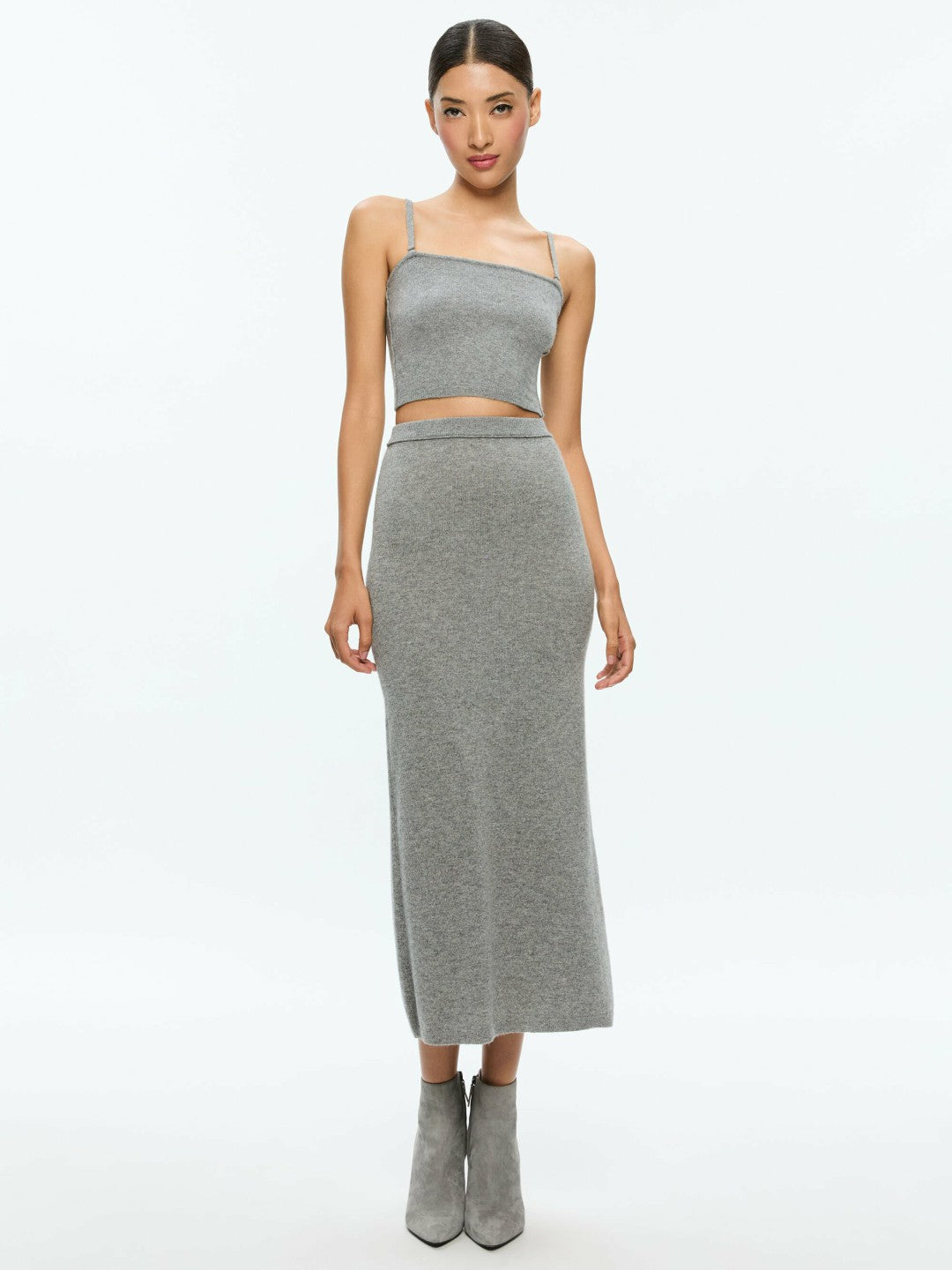 Alison Knit Top In Medium Heather Grey - Alice + Olivia Women