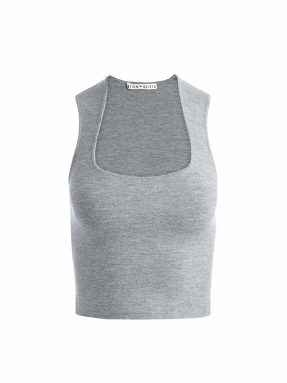 Keria Tank In Medium Heather Grey - Alice + Olivia Women