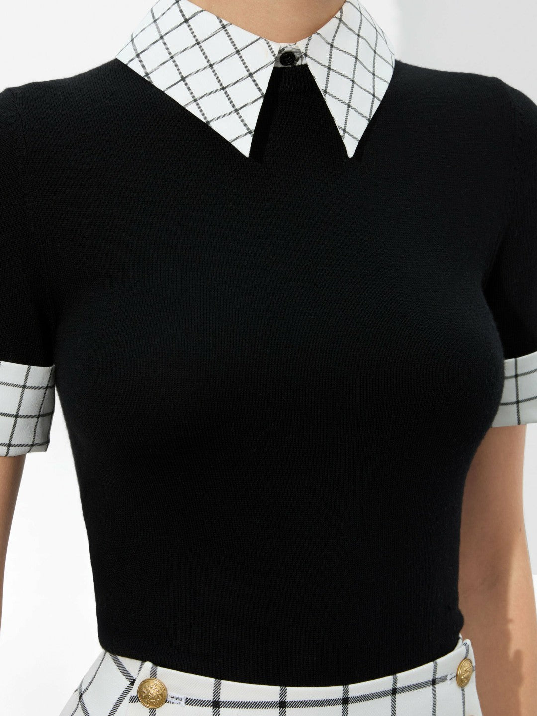 Aster Collared Pullover In Black/soft White - Alice + Olivia Women