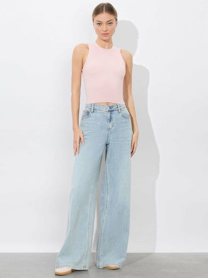 Tonita Ribbed Tank In Shell Pink - Alice + Olivia Women