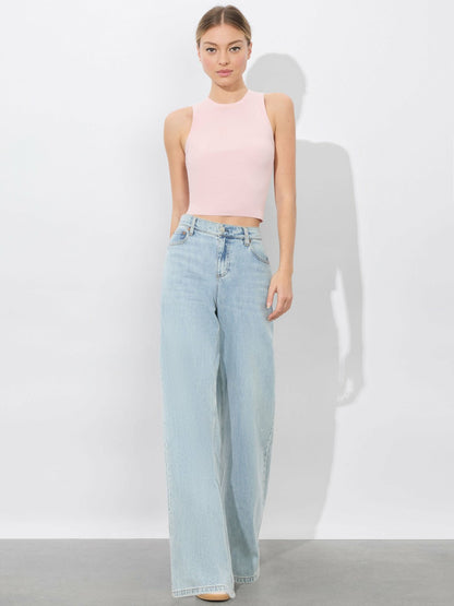 Tonita Ribbed Tank In Shell Pink - Alice + Olivia Women