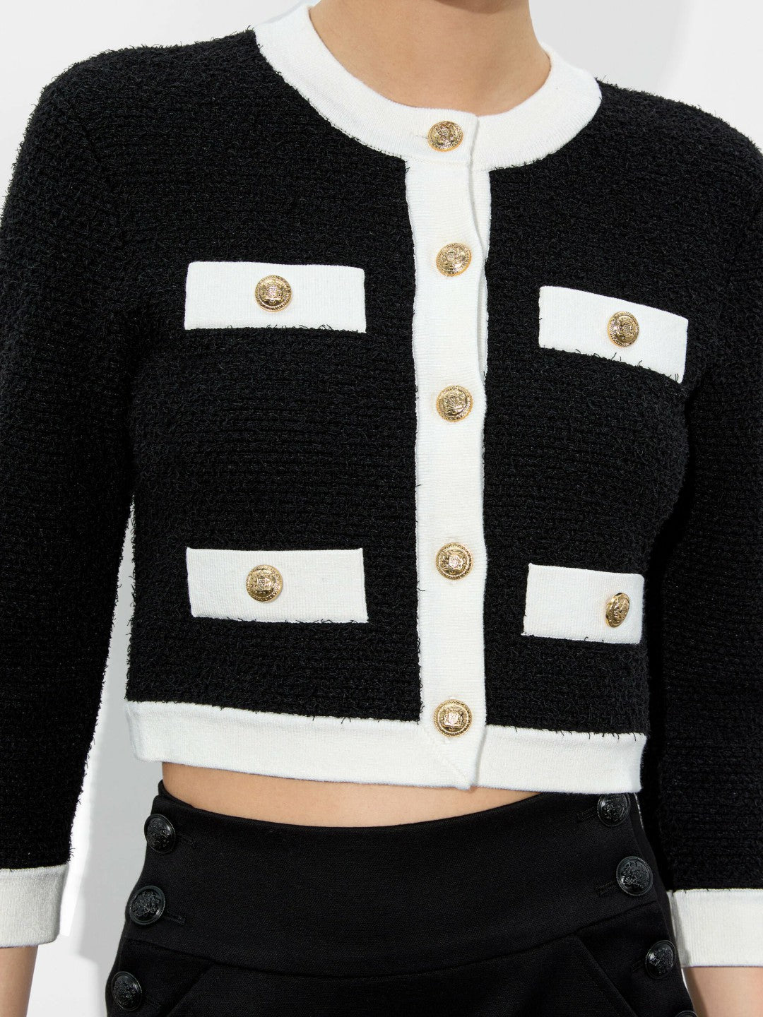 Claira Cardigan In Black/soft White - Alice + Olivia Women