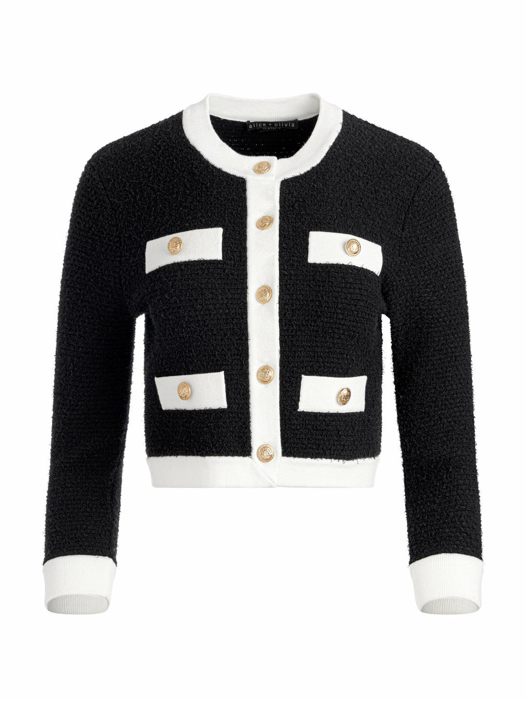 Claira Cardigan In Black/soft White - Alice + Olivia Women