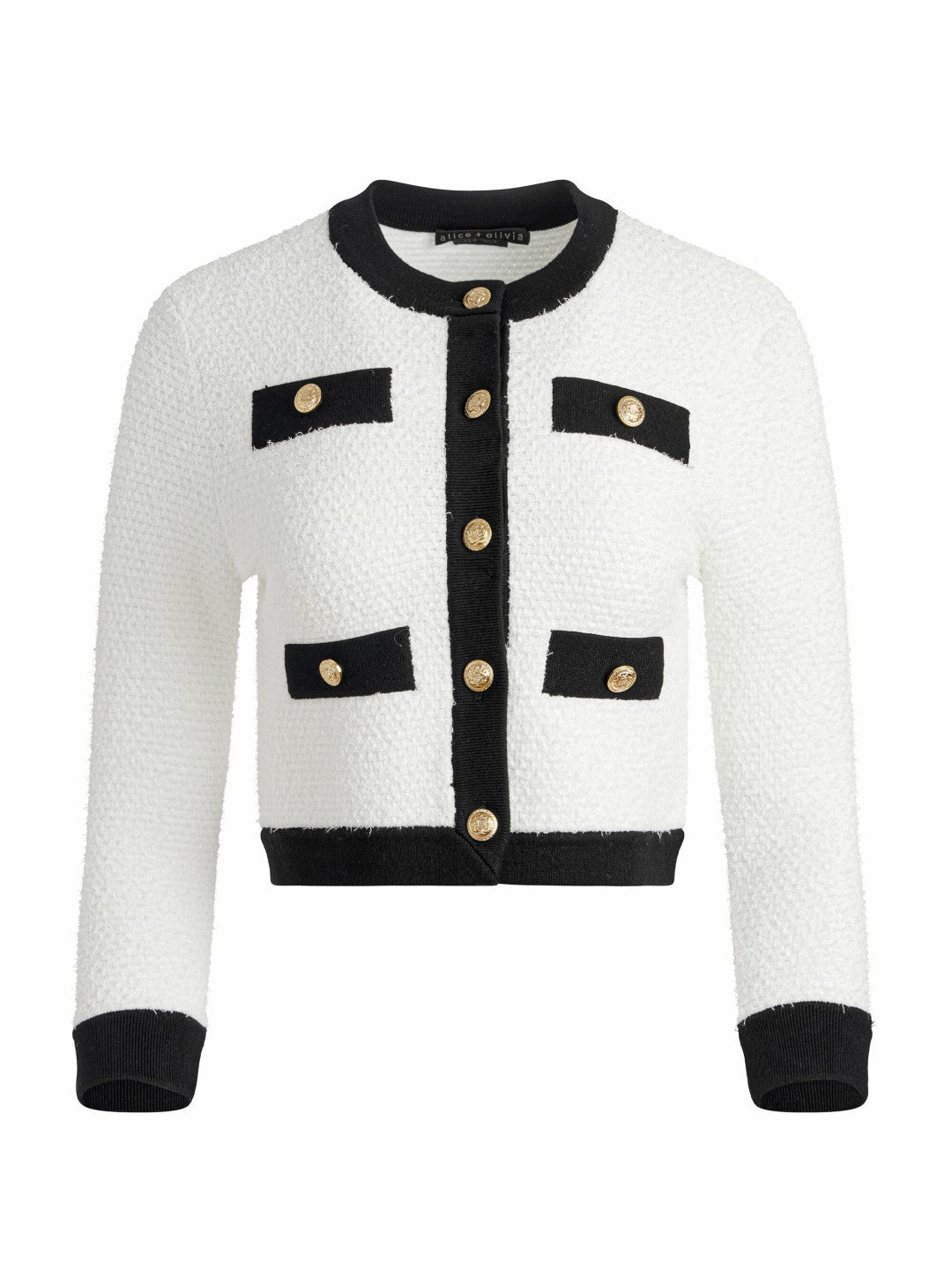 Claira Cardigan In Soft White/black - Alice + Olivia Women