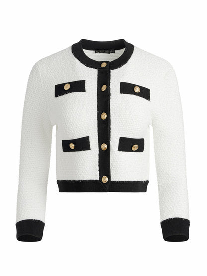 Claira Cardigan In Soft White/black - Alice + Olivia Women