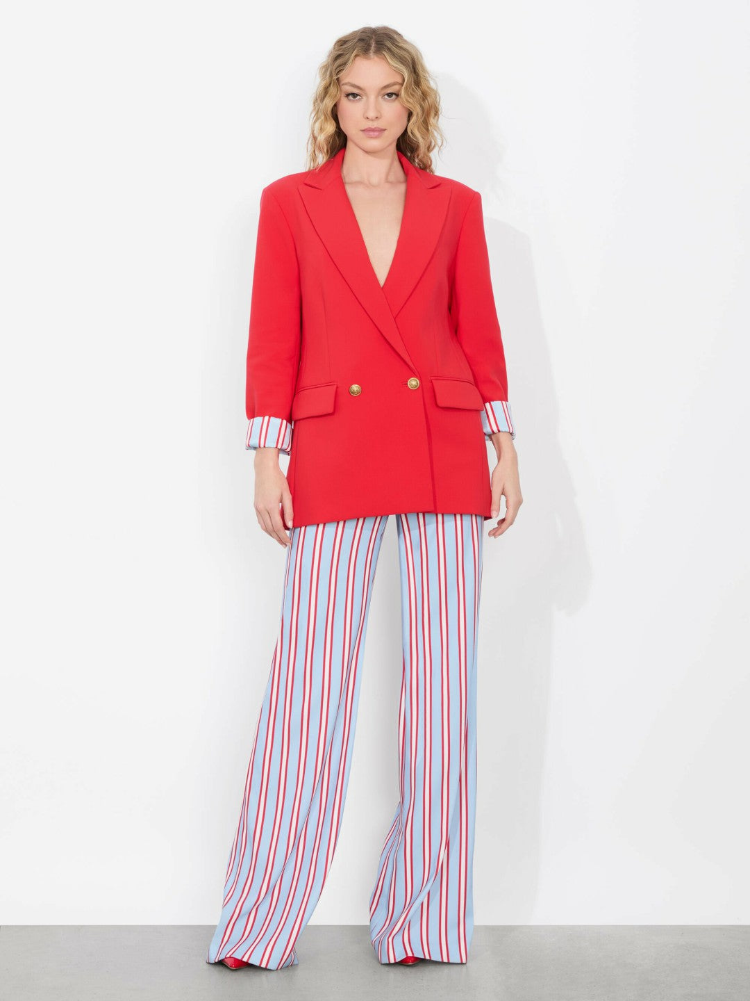Arias Double Breasted Blazer In Bright Ruby - Alice + Olivia Women
