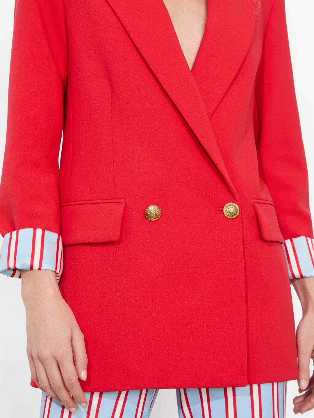 Arias Double Breasted Blazer In Bright Ruby - Alice + Olivia Women