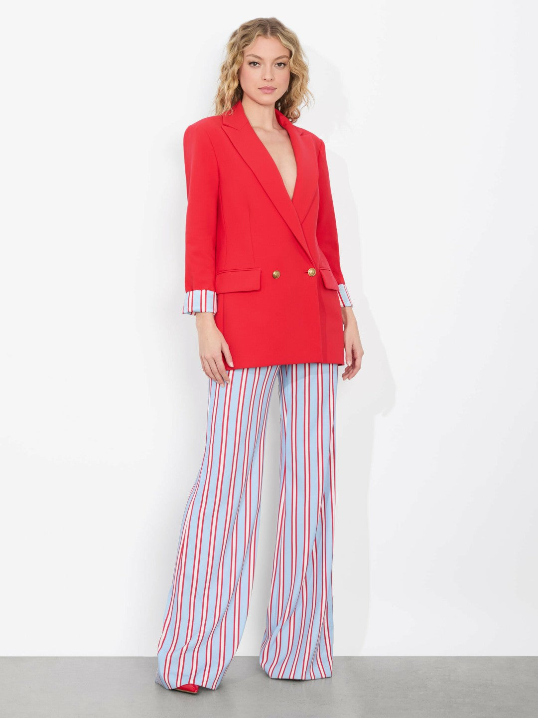 Arias Double Breasted Blazer In Bright Ruby - Alice + Olivia Women
