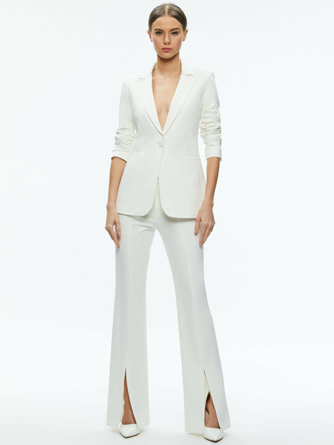 Breann Fitted Blazer In Off White - Alice + Olivia Women
