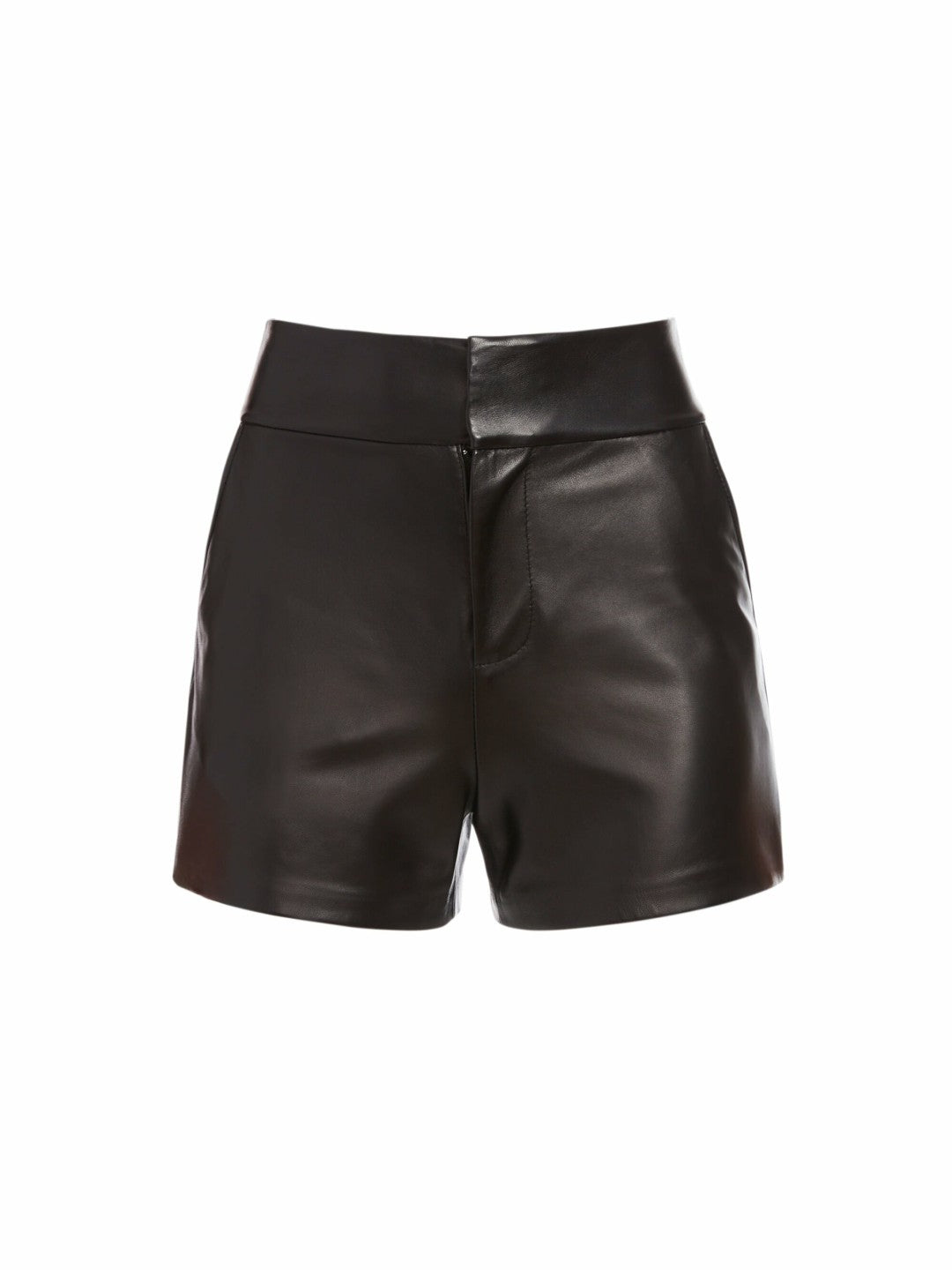 Cady Leather Short In Black - Alice + Olivia Women