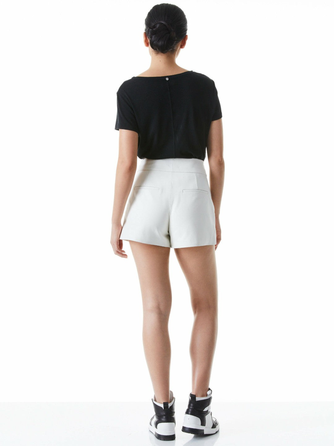 Cady High Waisted White Leather Shorts - Alice + Olivia Women