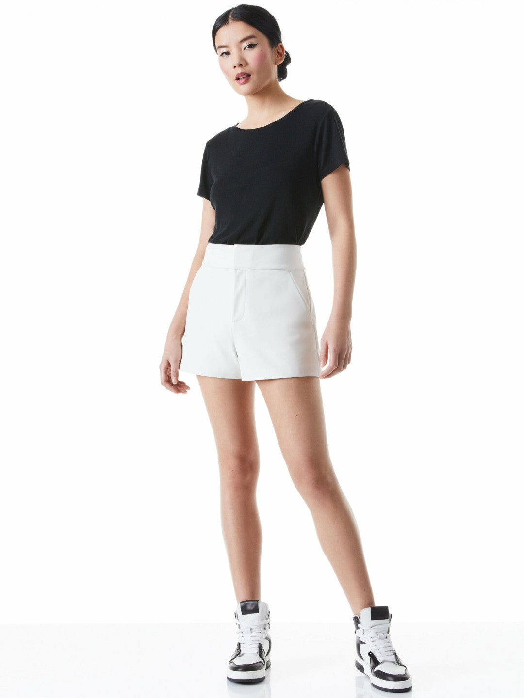 Cady High Waisted White Leather Shorts - Alice + Olivia Women