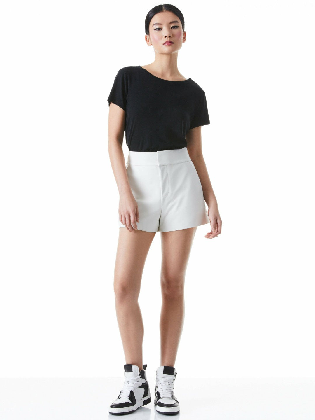 Cady High Waisted White Leather Shorts - Alice + Olivia Women