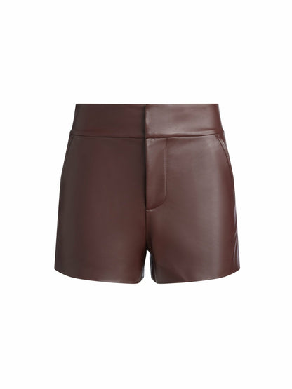 Cady Leather Short In Espresso - Alice + Olivia Women