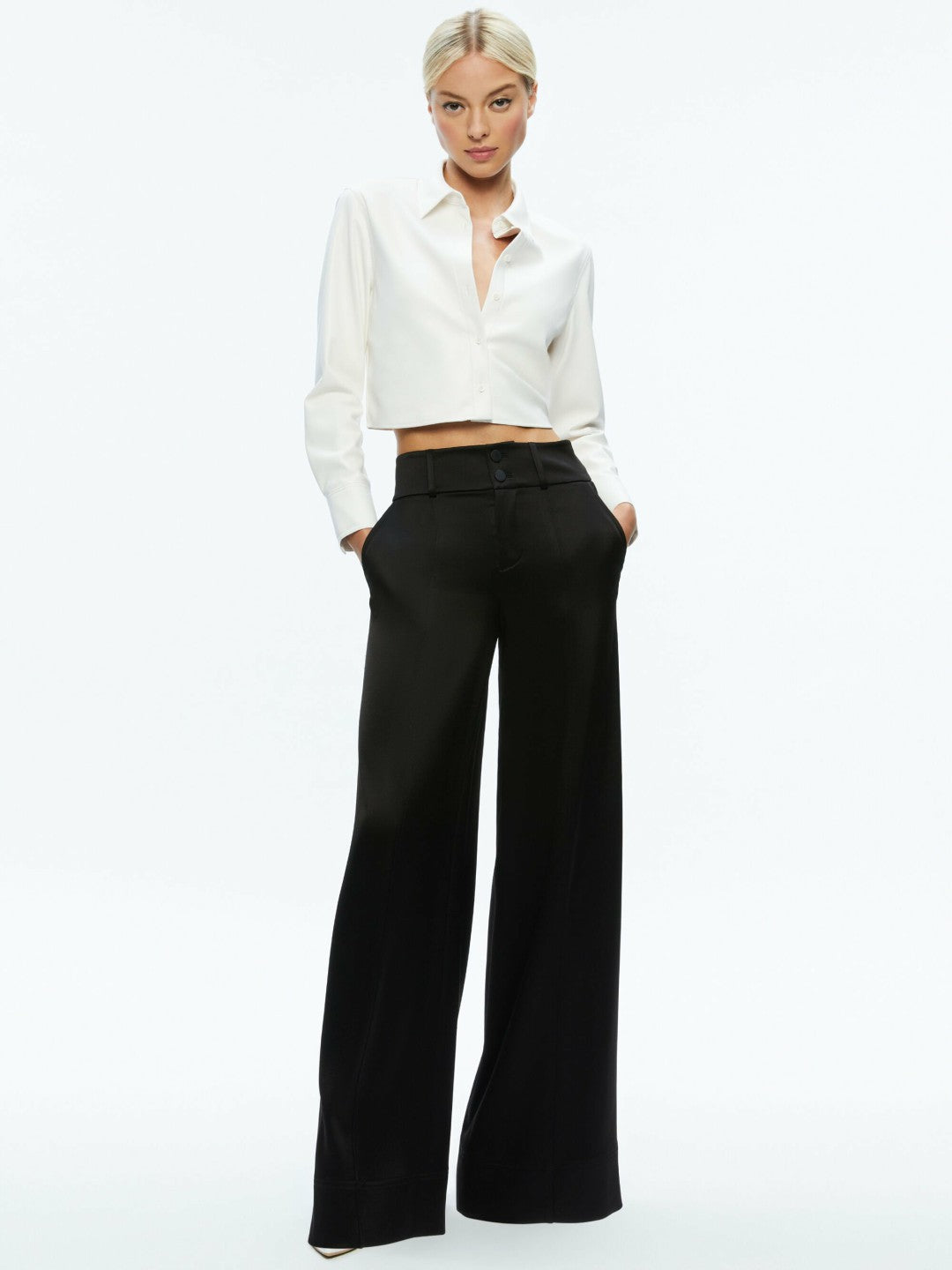 Leon Vegan Crop Top In Off White - Alice + Olivia Women