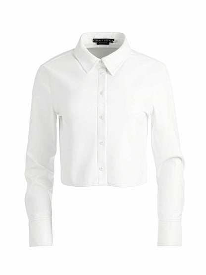 Leon Vegan Crop Top In Off White - Alice + Olivia Women