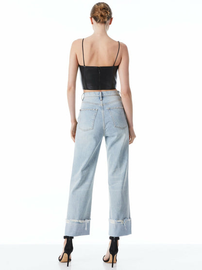 Pearle Vegan Bustier In Black - Alice + Olivia Women