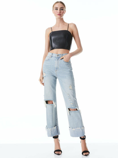 Pearle Vegan Bustier In Black - Alice + Olivia Women