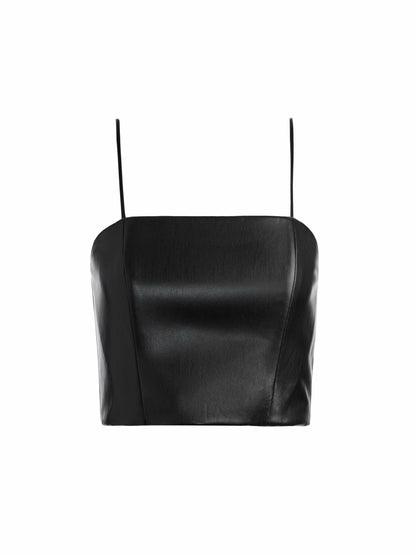Pearle Vegan Bustier In Black - Alice + Olivia Women