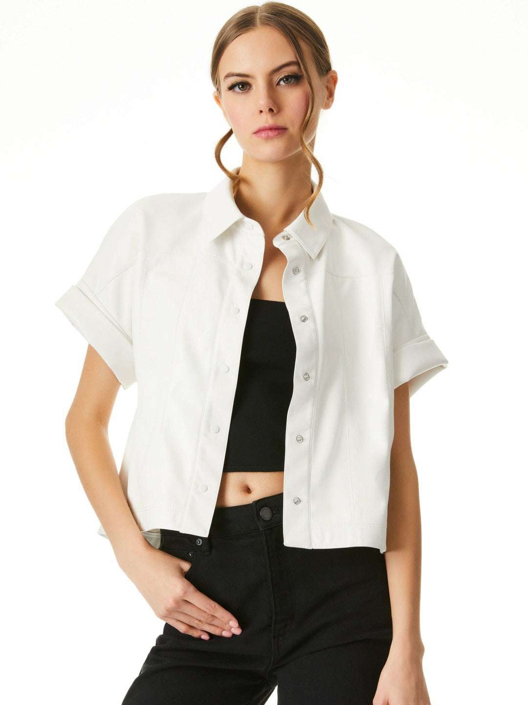 Edyth Vegan Top In Off White - Alice + Olivia Women