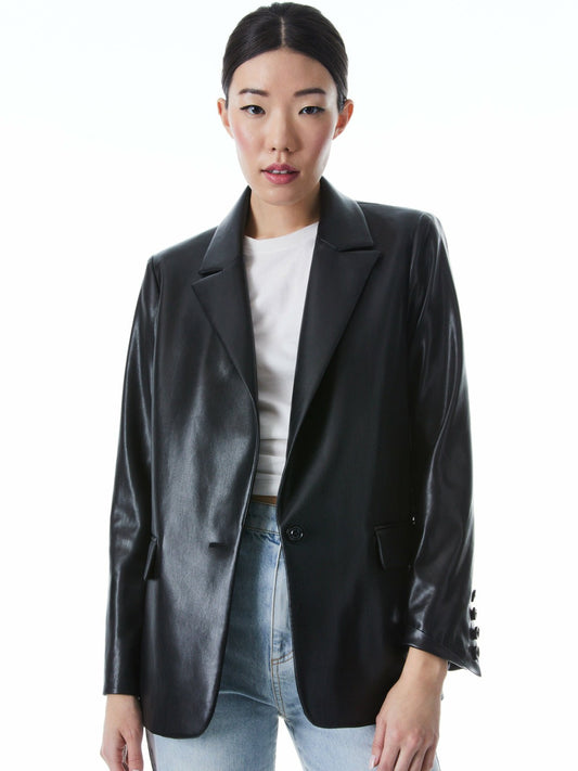Denny Vegan Blazer In Black - Alice + Olivia Women