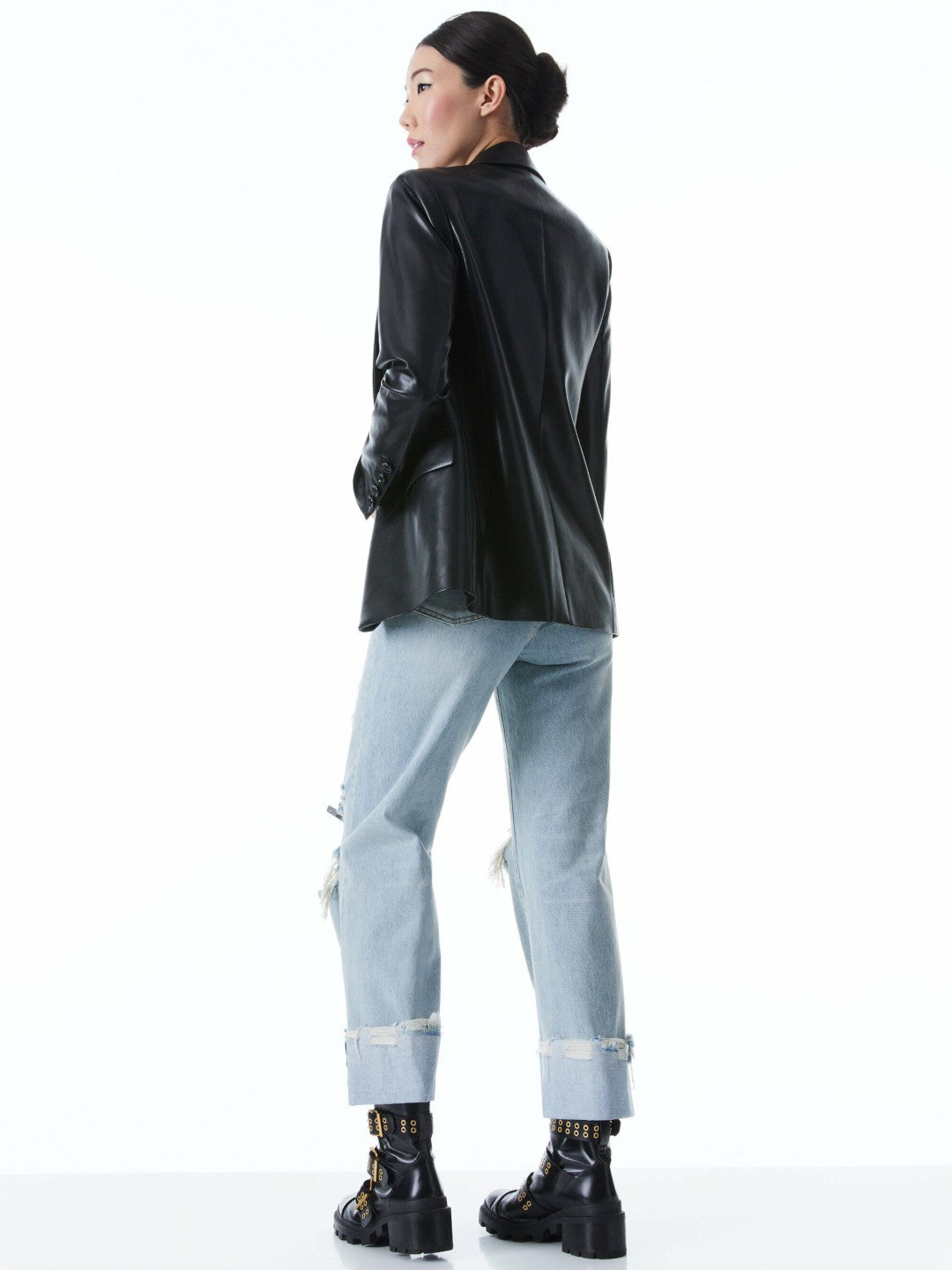 Denny Vegan Blazer In Black - Alice + Olivia Women