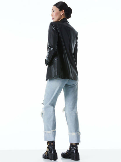 Denny Vegan Blazer In Black - Alice + Olivia Women