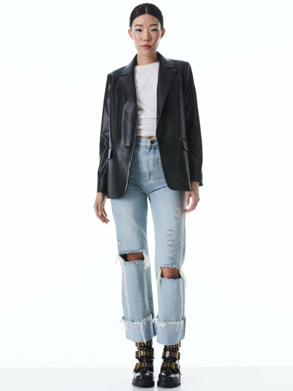 Denny Vegan Blazer In Black - Alice + Olivia Women