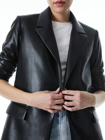 Denny Vegan Blazer In Black - Alice + Olivia Women