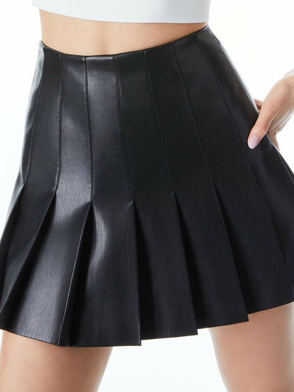 Carter Vegan Leather Pleated Skirt In Black - Alice + Olivia Women