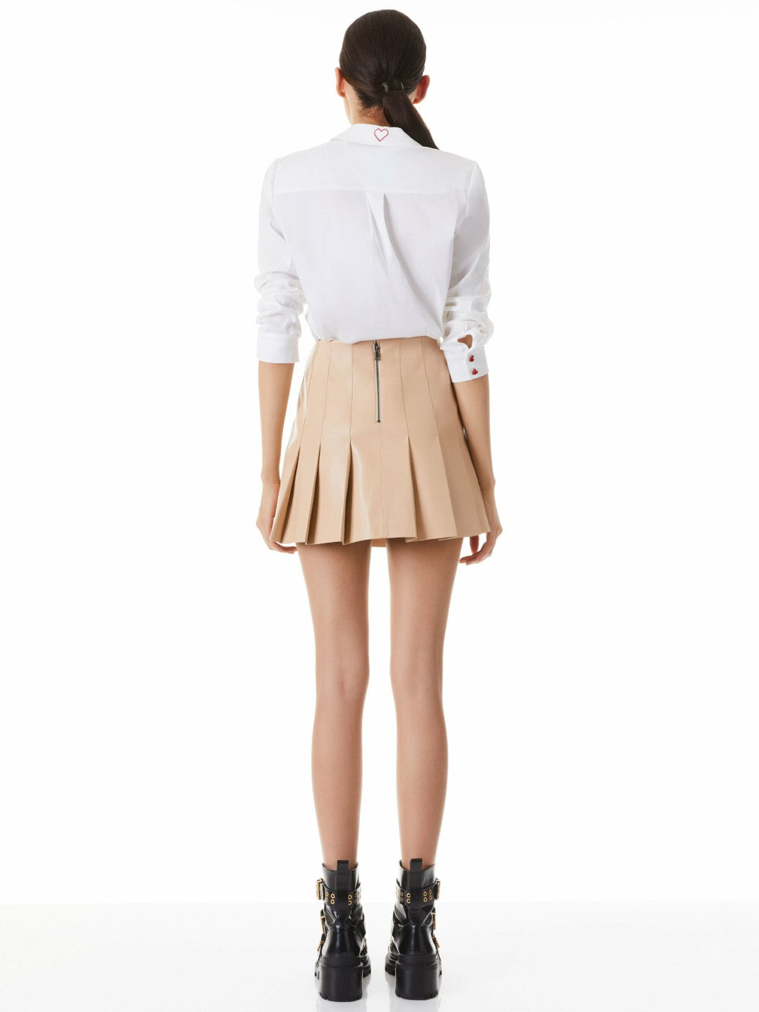 Carter Vegan Mini Skirt In Almond - Alice + Olivia Women