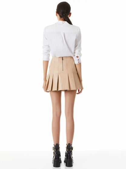 Carter Vegan Mini Skirt In Almond - Alice + Olivia Women