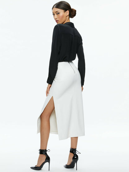 Maeve Vegan Midi Skirt In Off White - Alice + Olivia Women