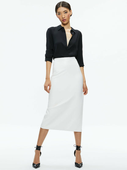 Maeve Vegan Midi Skirt In Off White - Alice + Olivia Women