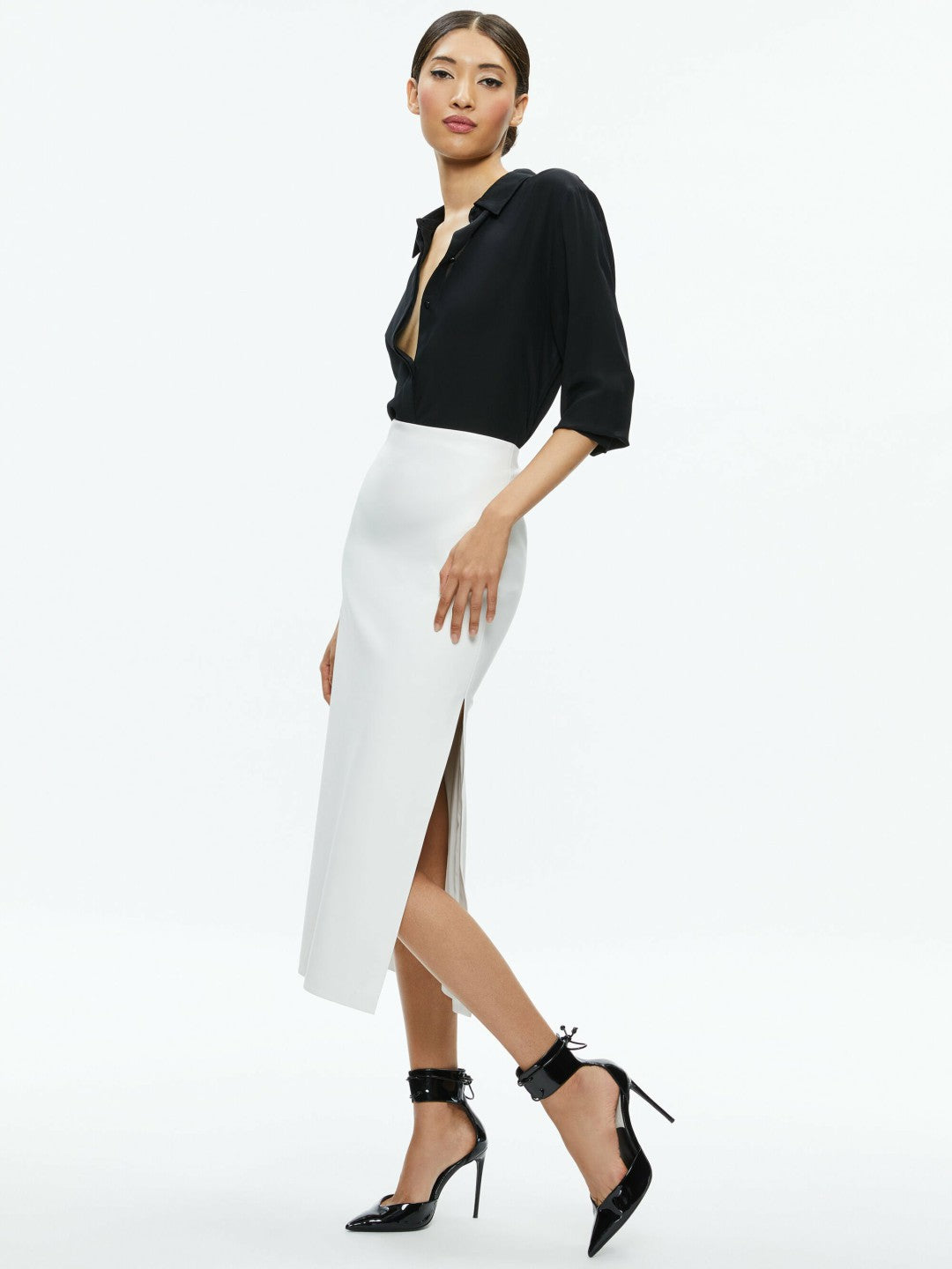 Maeve Vegan Midi Skirt In Off White - Alice + Olivia Women