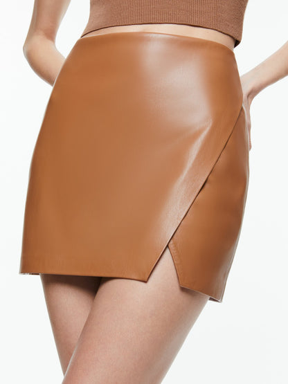 Siobhan Vegan Mini Skirt In Camel - Alice + Olivia Women