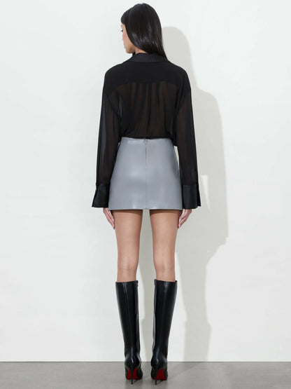 Siobhan Vegan Mini Skirt In Storm Grey - Alice + Olivia Women