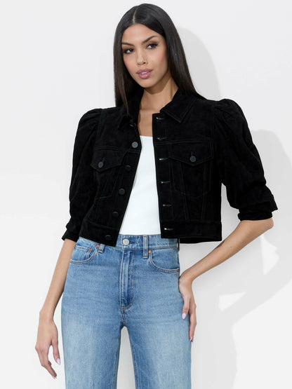 Lana Suede Jacket In Black - Alice + Olivia Women