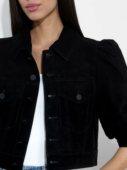 Lana Suede Jacket In Black - Alice + Olivia Women