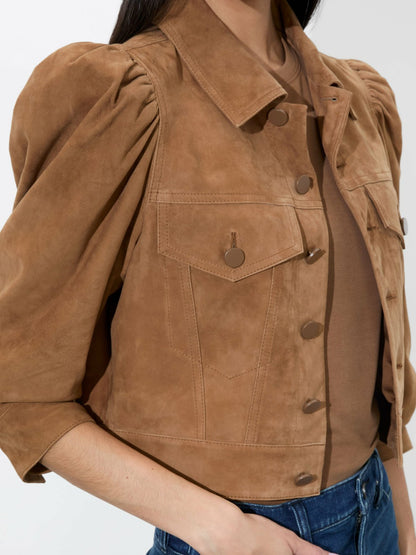 Lana Suede Jacket In Camel - Alice + Olivia Women