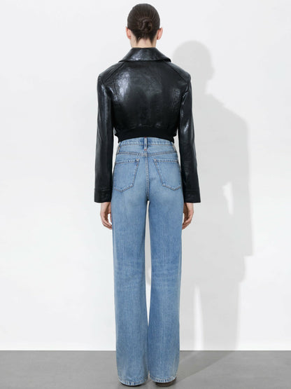 Hyde Cropped Vegan Jacket In Black - Alice + Olivia Women