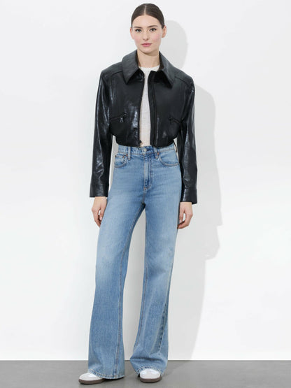 Hyde Cropped Vegan Jacket In Black - Alice + Olivia Women