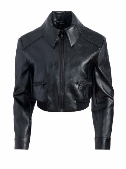 Hyde Cropped Vegan Jacket In Black - Alice + Olivia Women
